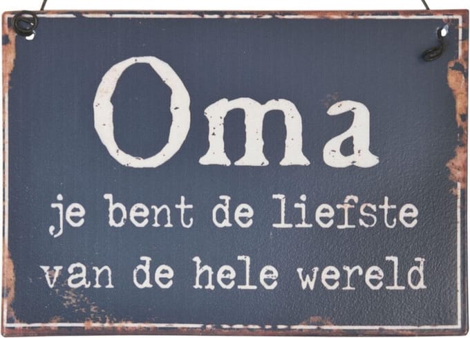 BMPdesign Tekstbord - Spreukenbord - OMA jij bent de liefste van de wereld - Blauw