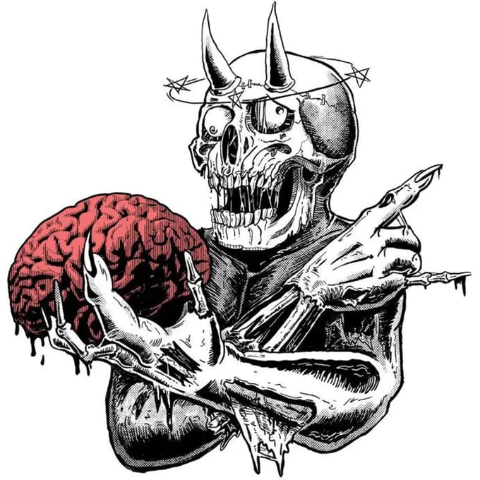 Motorfiets stickers Lethal Threat Skull Brain