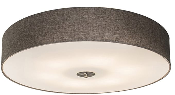 QAZQA Drum 70 - Plafondlamp met lampenkap - 6 Lichts - Ø70 cm - taupe