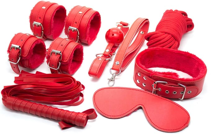 Fixxx - BDSM Bondageset - Gevoerd met Bont - Rood