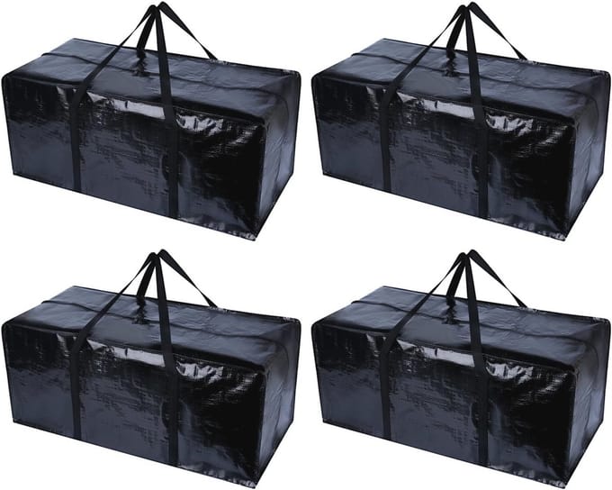 Zwarte E Bewegende Tassen - 4 Pack Extra Grote Herbruikbare Opbergdozen voor Verhuizing en Opslag