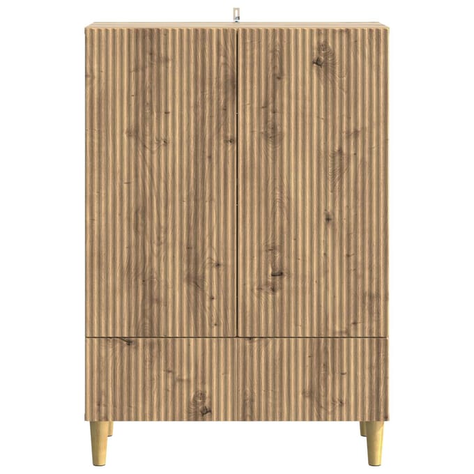 vidaXL - Dressoir - Artisanaal - eiken - 66 - x - 34,5 - x - 95 - cm - Bewerkt - hout