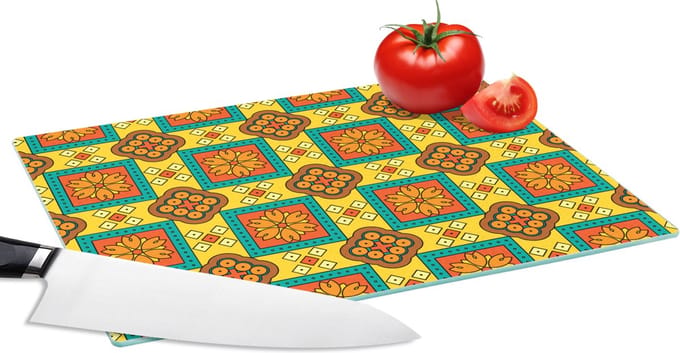 Glazen Snijplank - 28x20 - Patchwork - Retro - Bloemen - Design - Snijplanken Glas