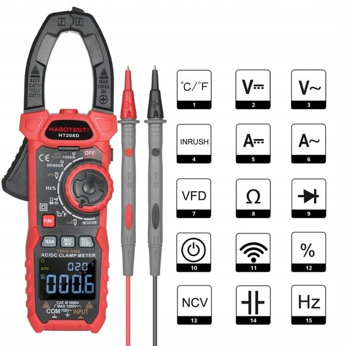 Habotest Digital Clamp Meter HT208D