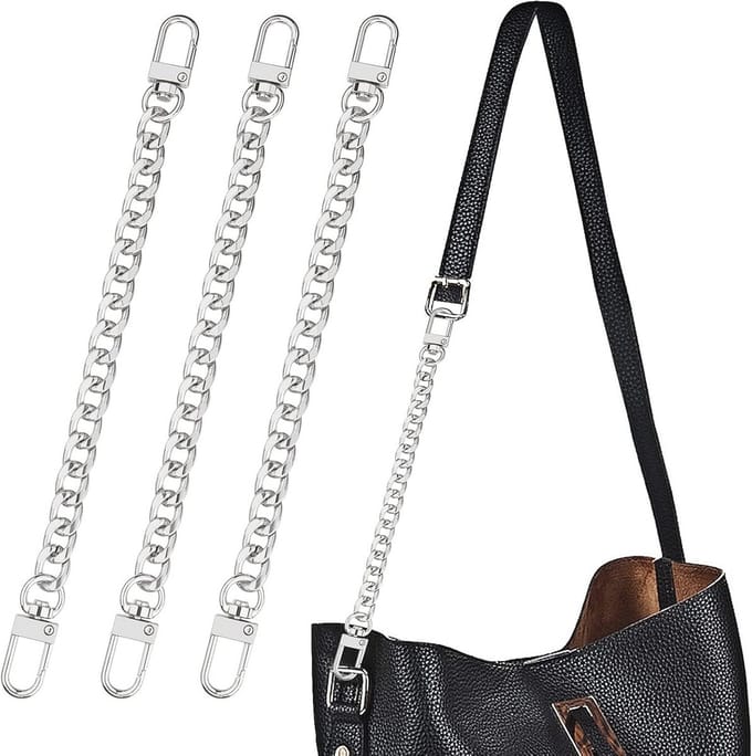 3-Piece Wallet Chain Strap Set - 20cm Handbag Extender with Metal Buckles