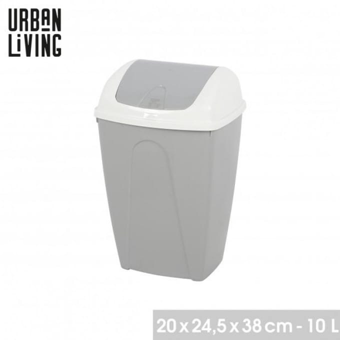 "PASHA" Flip prullenbak 10 L tweekleurig wit en Nomad Grey
