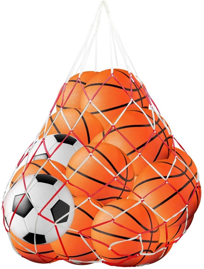 Dailygoods- Balnet Draagbaar - Polyester - 156 cm x 63 cm - Geschikt voor Voetballen/Basketbal/Volleybal - Extra Grote Capaciteit - Mesh-ontwerp - Baltas