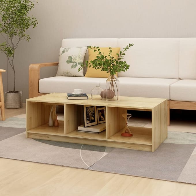 vidaXL - Salontafel - 110x50x34 - cm - massief - vurenhout