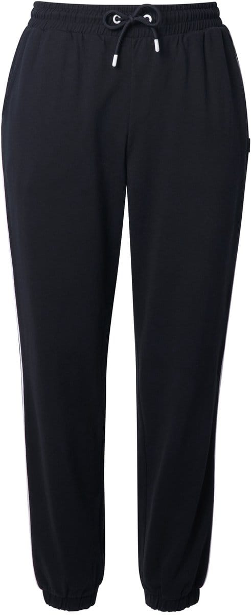 Ulla Popken - Dames - Joggingbroek paspel opzij elastische tailleband - Zwart - Maat 42+