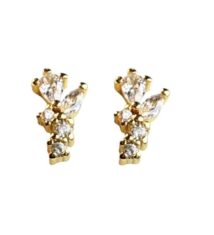 Oorbellen-Goud plating -mini- 5 mm-Zirkonia-Blad-Charme Bijoux