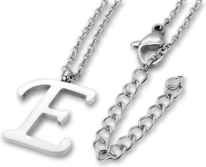 Amanto Ketting Letter E - 316L Staal - Alfabet- 18x14mm - 50cm