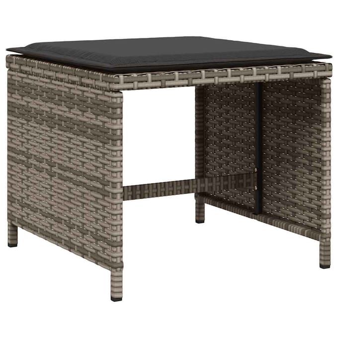 vidaXL - 15-delige - Tuinset - met - kussens - poly - rattan - grijs