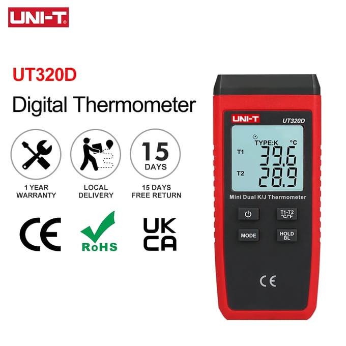 UNI-T UT320D K/J Thermokoppelthermometer UT320A Mini digitale temperatuurmeter -50 ~ 1200 ℃   Contacttype thermometers UT320D