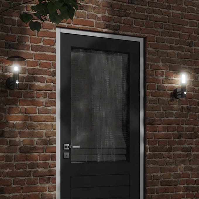vidaXL Buitenwandlamp met sensor roestvrij staal zwart