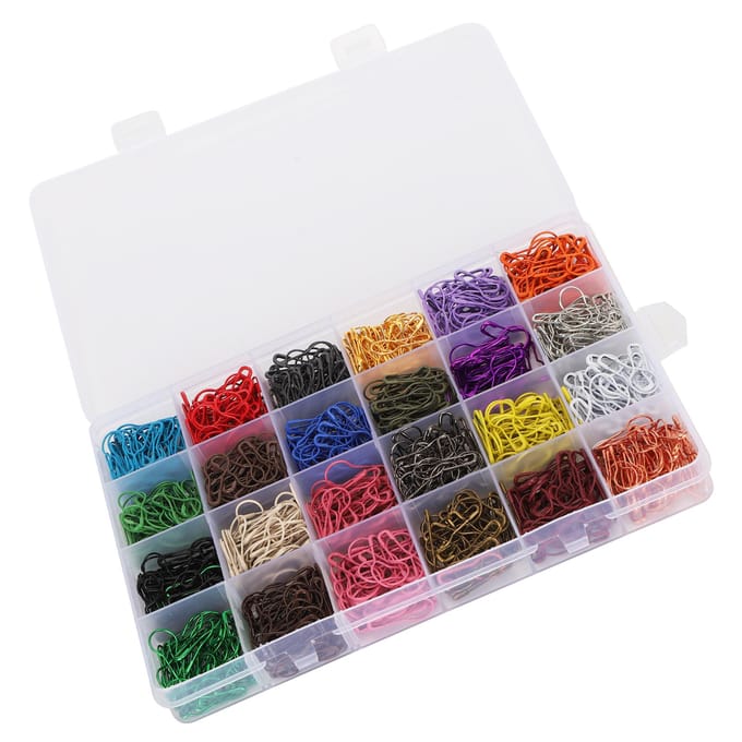 1200 stuks Kalebasspeld 24-kleuren Legering Veiligheidsbroche Kleine Steekmarkeerders voor Breien Decoratie gray