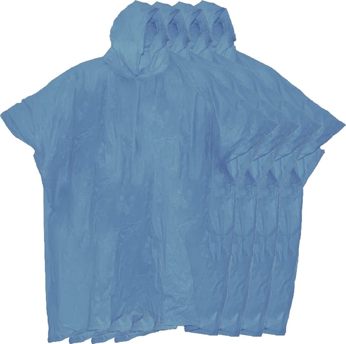 Benson Regenponcho met capuchon - 10x - blauw - herbruikbaar - PVC
