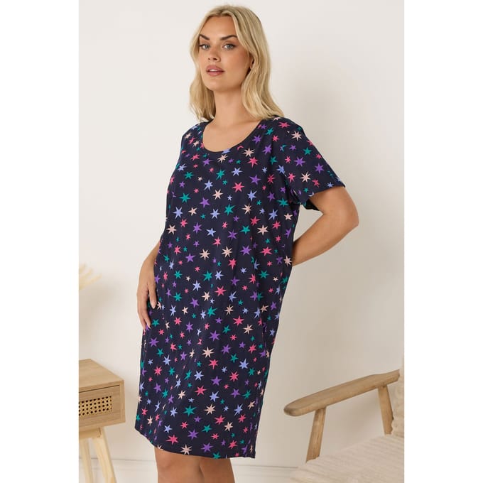 Yours Marineblauw Nachthemd Met Sterrenprint Size 50-52