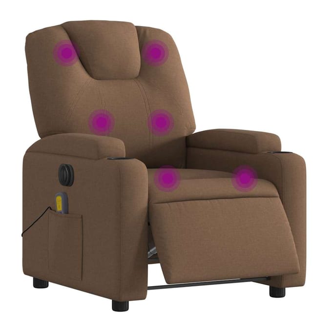 vidaXL - Massagestoel - elektrisch - verstelbaar - stof - bruin