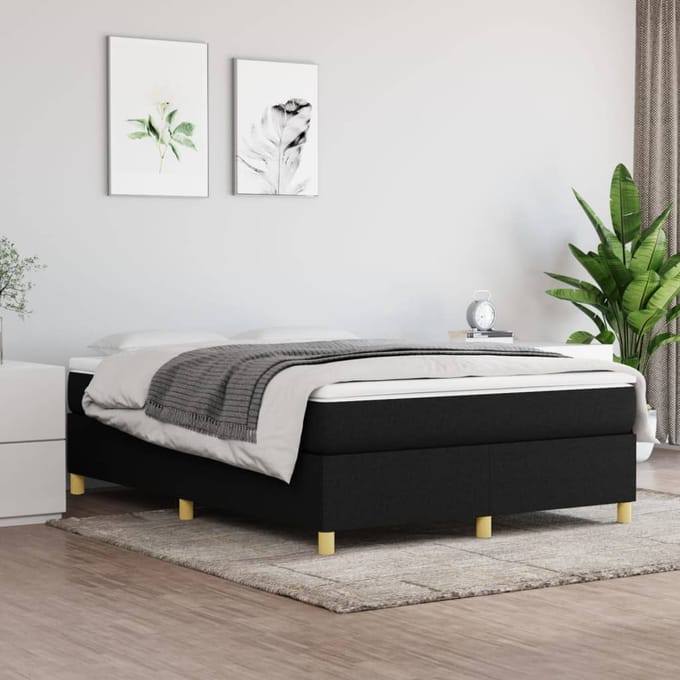vidaXL - Boxspring - bed - stof - zwart - 140x200 - cm