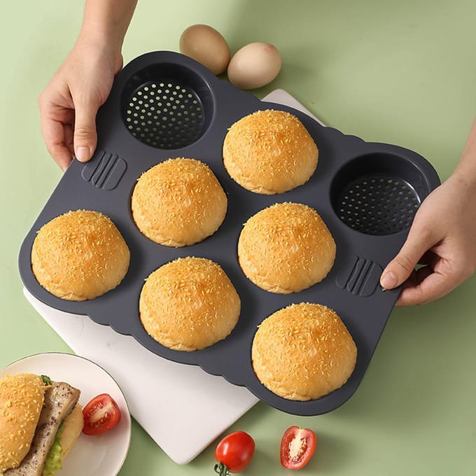 Moule en silicone de qualité alimentaire, résistant aux hautes températures, pour pain, hamburger, ménage black