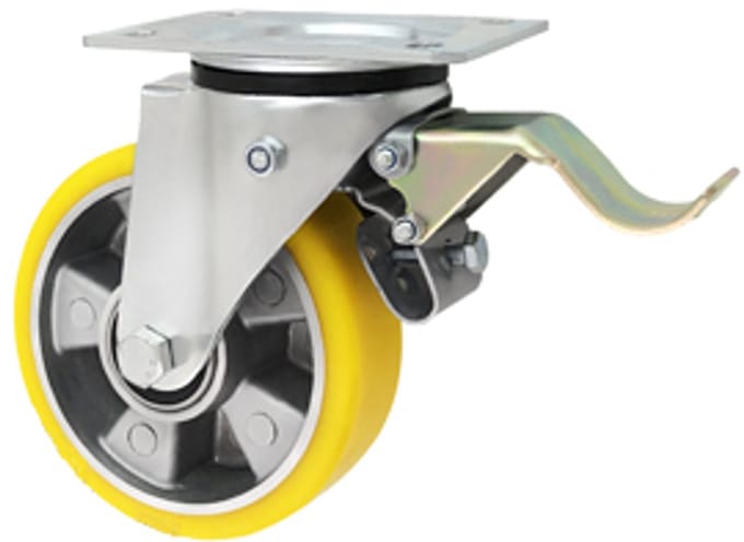 Zwenkwiel Aluminium-Polyurethaan met Rem 150mm