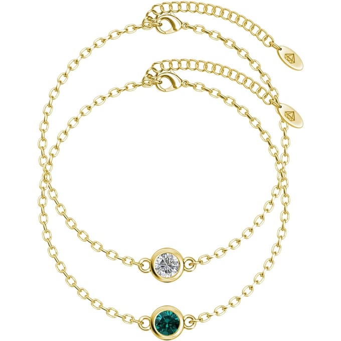 Geboortesteen armbanden - Goud, kristal en groen