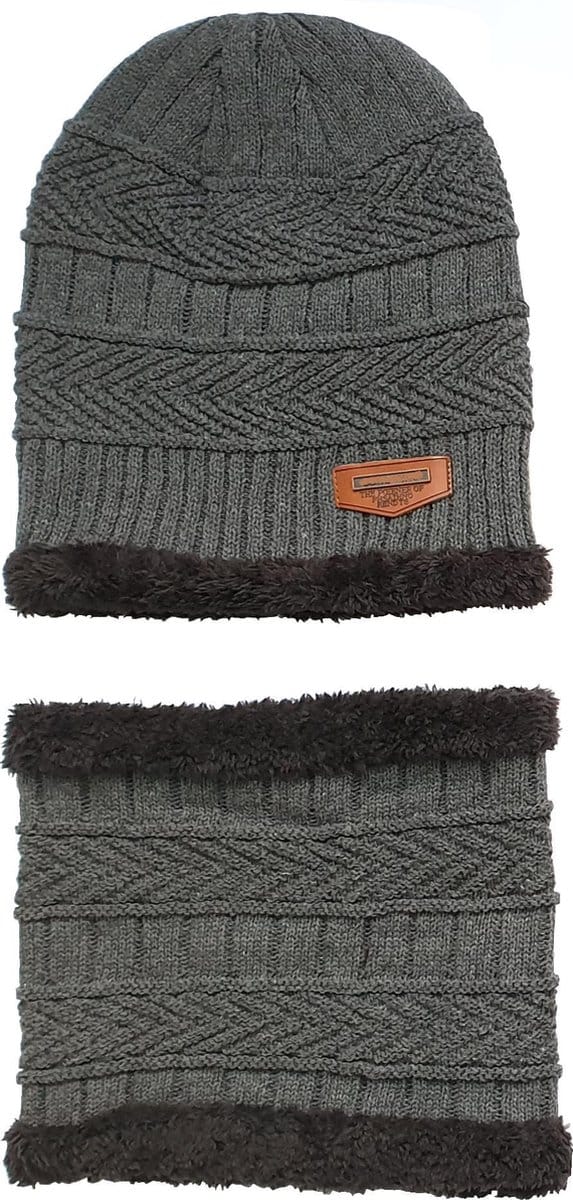 Muts met Sjaal - Muts - Beanie - Unisex - One size - Grijs