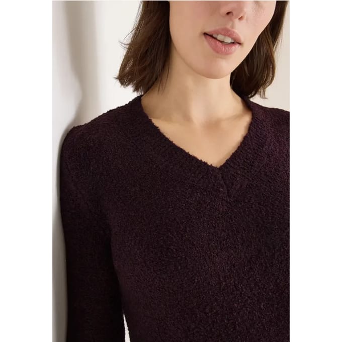 Trui met bouclé V-hals