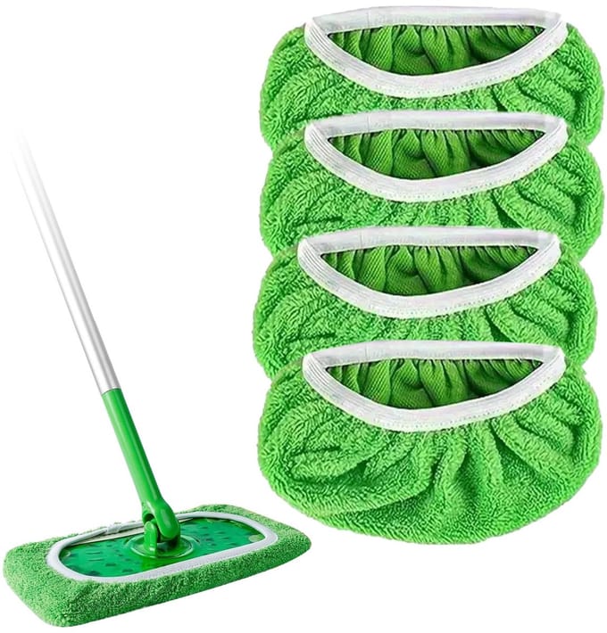 EXCITAT Microvezel natte dweil - Herbruikbare dweilpad navullingen - geschikt voor Swiffer Sweeping Mops - 4-pack
