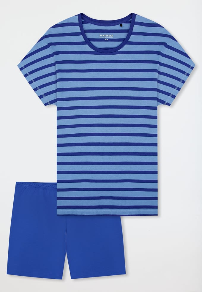 Korte pyjama met streepjes in aquablauw - Casual Essentials 36