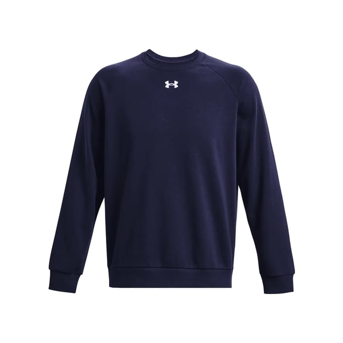 Under Armour UA Rival Fleece Crew Heren Sporttrui - Navy - Wit