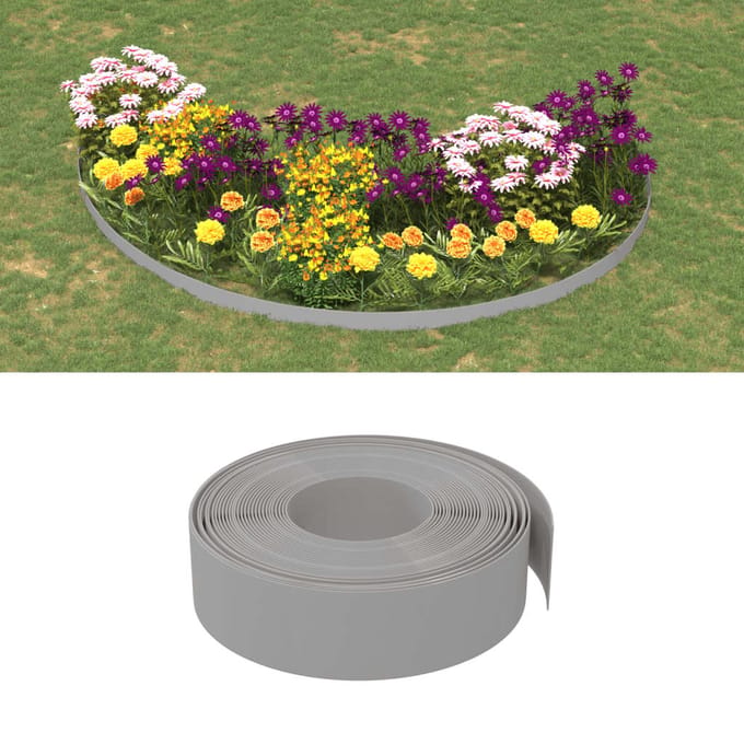 vidaXL - Tuinrand - 10 - m - 15 - cm - polyetheen - grijs