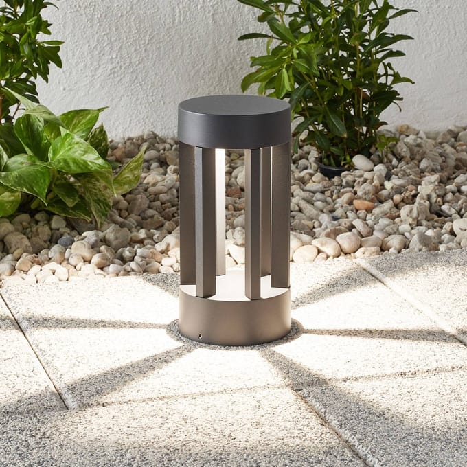 Lindby LED sokkellamp Jordis, 22 cm, antraciet, aluminium