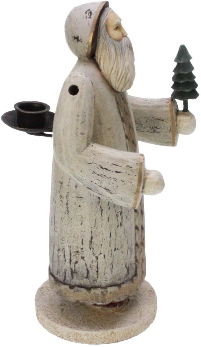 Kerstman kandelaar met boom 13x10x26,5cm