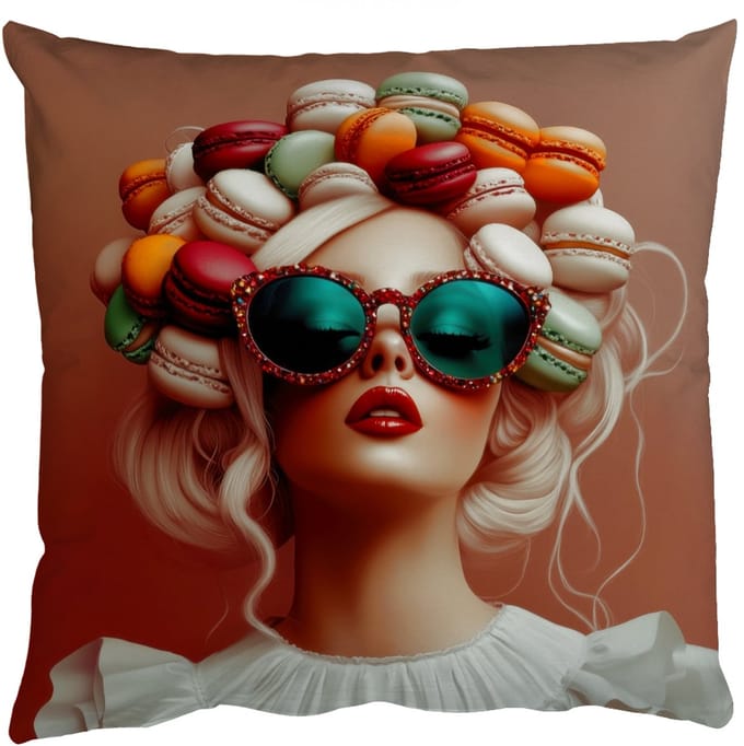 Sierkussens - Kussentjes Woonkamer - 40x40 cm - Vrouw - Macarons - Bril