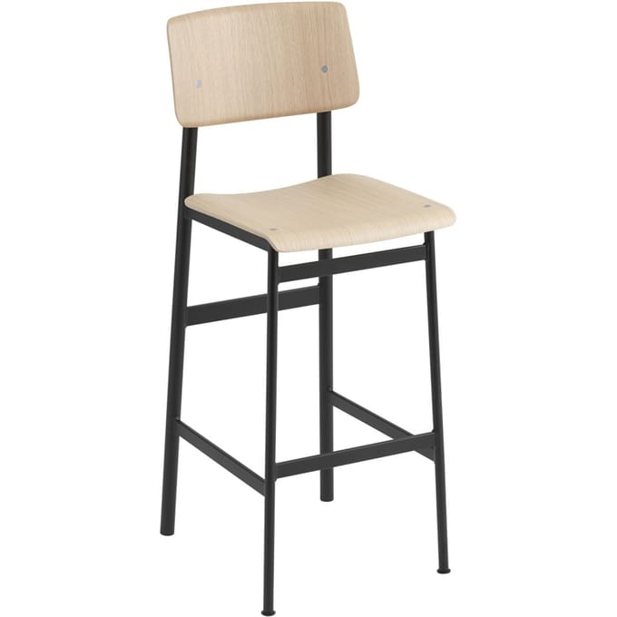 Muuto - Loft Barkruk - zwart/ eiken - Zithoogte 75 cm