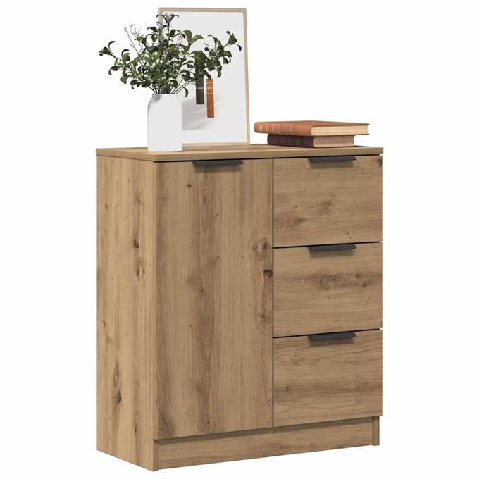 vidaXL - Dressoir - 60x30x70 - cm - bewerkt - hout - artisan - eikenkleurig