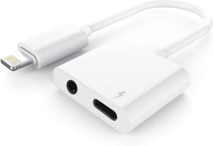 Jumalu iPhone lightning en 3,5mm jack AUX splitter - lightning adapter - audio en opladen - wit