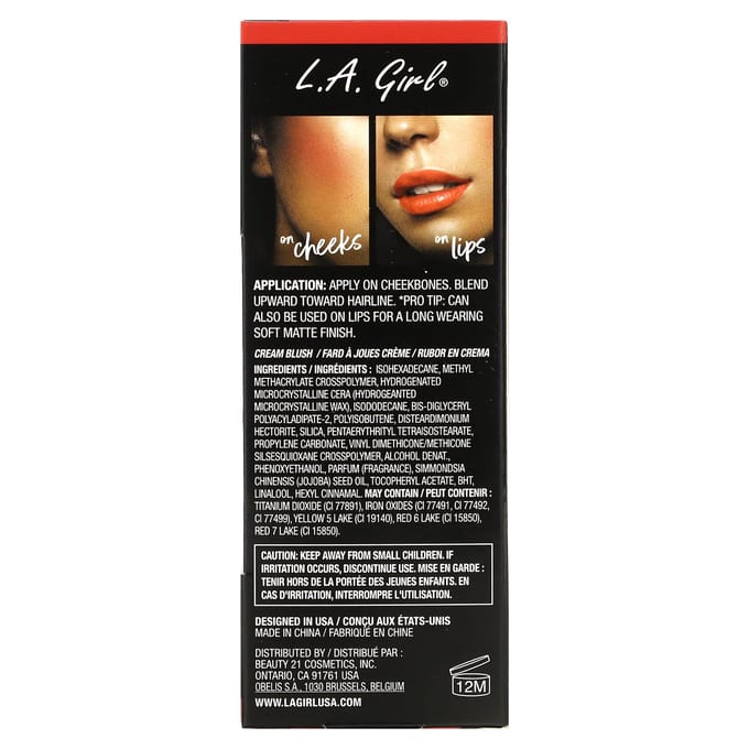 L.A. Girl, Soft Matte Cream Blusher, Gbl445 Hotshot, 8Ml(0.27Fl Oz) black