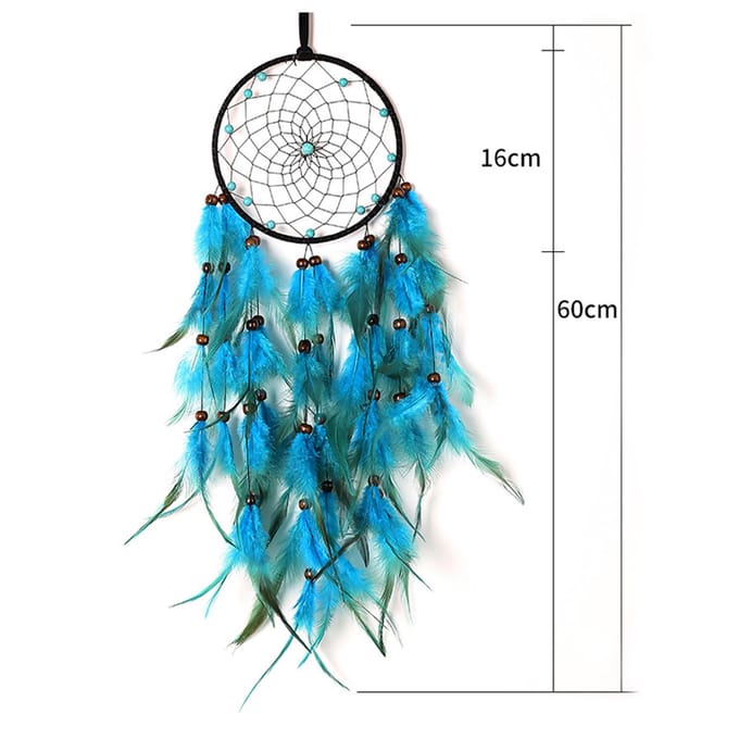 Wandhanger Dromenvanger met Lichte Veer Windgong Decoratieve Lamp Woondecoratie blue