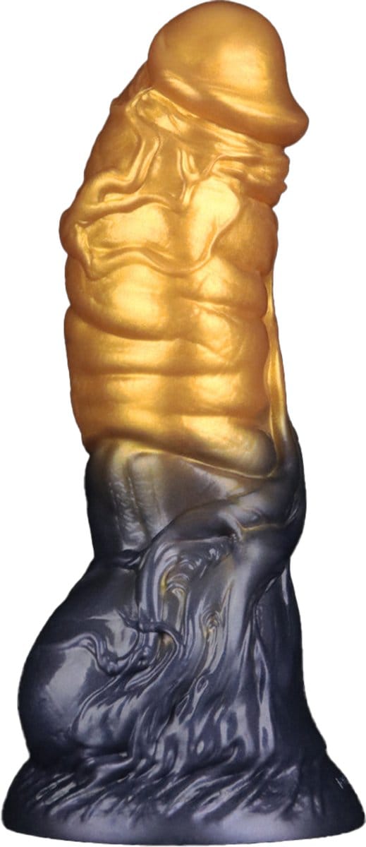 LoveToy - Dual Density Siliconen - Opblaasbare Dildo - Goud/Zwart