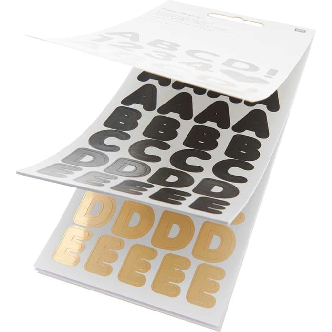 Sticker blok "Alphabet", Zwart/Goud