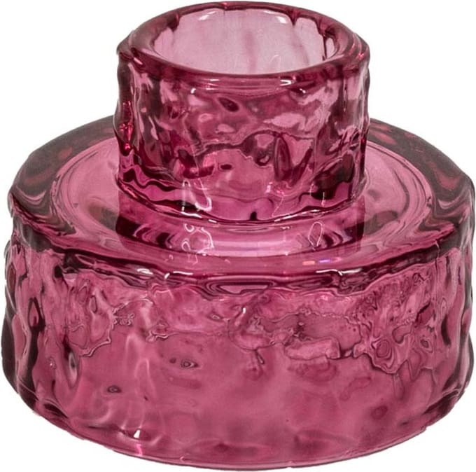 Glazen waxine- en kaarsenstandaard roze