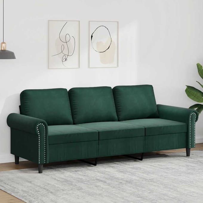 vidaXL - Driezitsbank - 180 - cm - fluweel - donkergroen