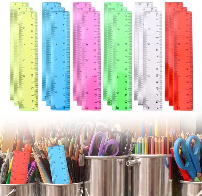 Flexibele kinderen liniaal - schoolbenodigdheden - 18 stuks - gekleurd - 15 cm