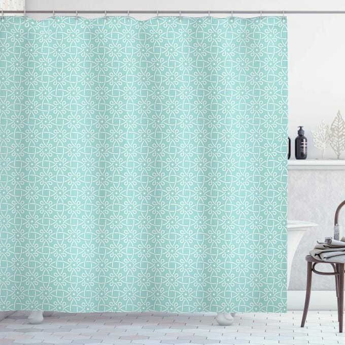 ABAKUHAUS Retro Douchgordijn – Blauw/Wit – 175x200 cm – Polyester