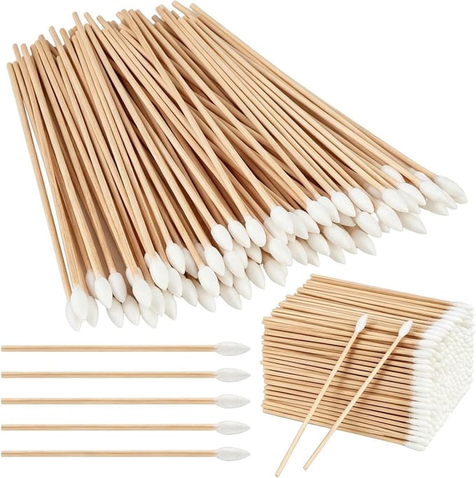 Solidchoice - Houten Wattenstaafjes met Lange Handgreep, 300 Stuks