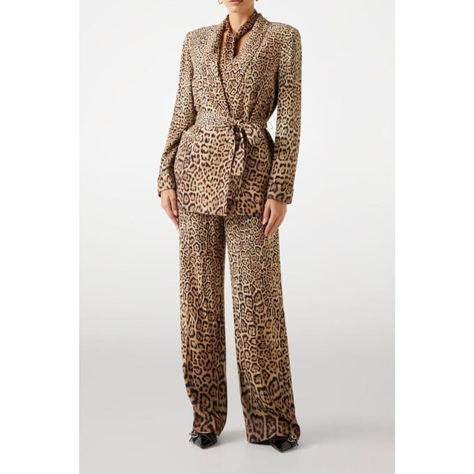 GUESS Amy Wide Leg Solid P Charming Leopard Deg Taglia: 38 | Pantaloni Outlet | Donna
