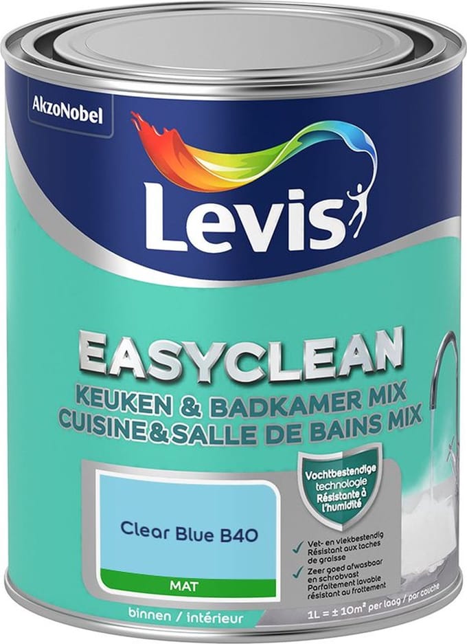 Levis - Easyclean Keuken & Badkamer Mix - Clear Blue B40 - Mengverf - 1 L