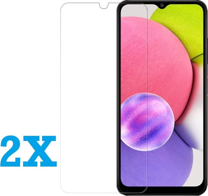 Screenprotector Glas - Tempered Glass Screen Protector Geschikt voor: Samsung Galaxy A03s - 2x